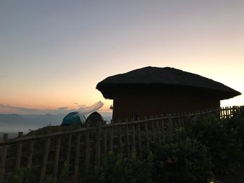 Scenic view of mountain against sky during sunset