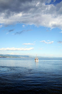 Sailboat sailing on sea