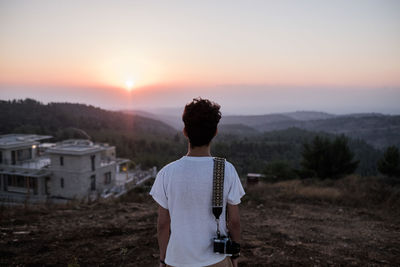 Scenic view of landscape at sunset