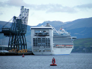 Ship in sea against sky