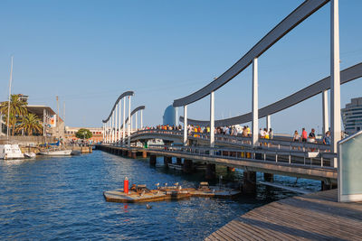 Rambla de mar with people in summer day, barcelona - spain.