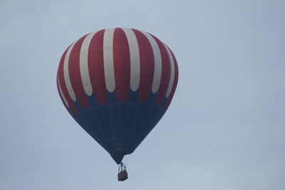 Low angle view of hot air balloon against clear sky