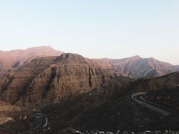 Scenic view of mountains against clear sky