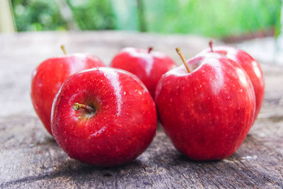 Close-up of apples on table