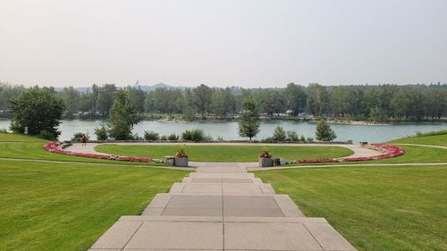 Scenic view of lake against clear sky