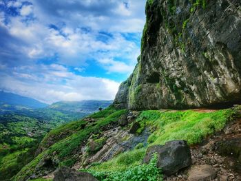 Scenic view of rock formation against sky