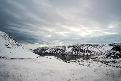 Scenic view of snowy landscape against sky