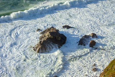 High angle view of sea waves