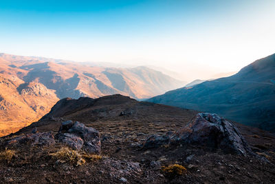 Scenic view of mountains against sky