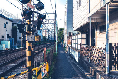 Railroad tracks in city