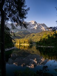 Mirroring the zugspitze, germanys highest mountain, 