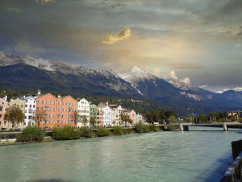 Innsbruck in austria with the river in front