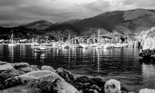 Scenic view of sea against cloudy sky