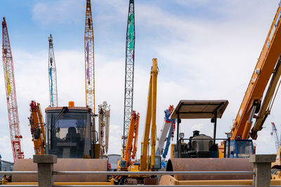 Low angle view of construction machinery