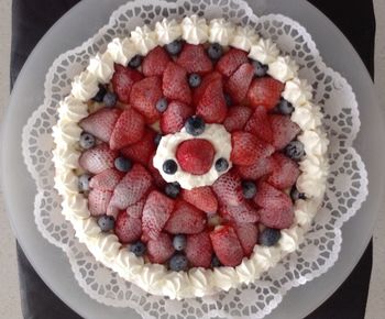 Close-up of cake served in plate