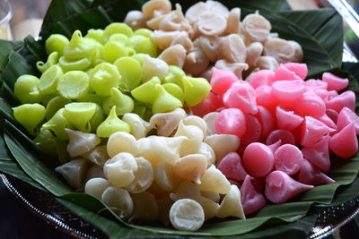 Close-up of chopped fruits in bowl