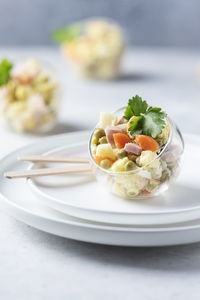 Close-up of food served in plate