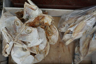 High angle view of fish for sale at market