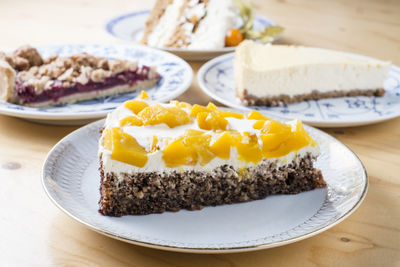 Close-up of dessert in plate on table