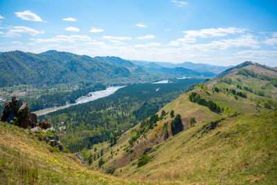 Scenic view of mountains against sky