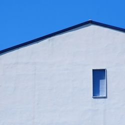 Low angle view of house against clear blue sky