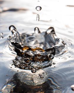 High angle view of splashing water