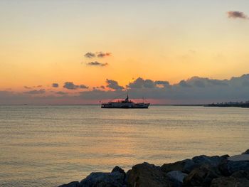 Scenic view of sea against sky during sunset