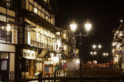 Illuminated street light at night