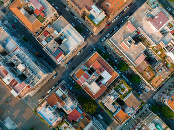 High angle view of buildings in city