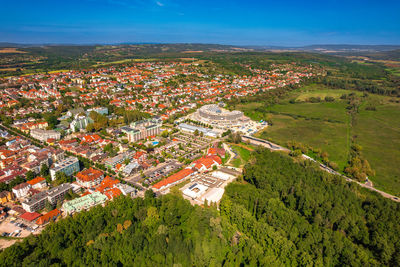 High angle view of townscape against sky