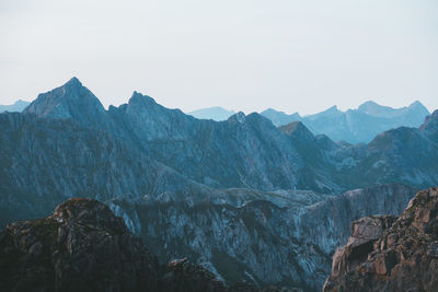 Scenic view of mountains against clear sky