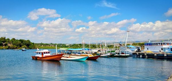 Boats moored in harbor