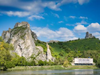 Devin castle ruins from danube river view, bratislava, slovakia