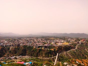 High angle view of townscape against sky