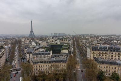 High angle view of buildings in city