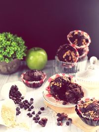 Close-up of cake on table