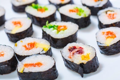 Close-up of sushi served in plate