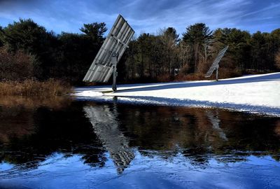 Reflection of built structure in water