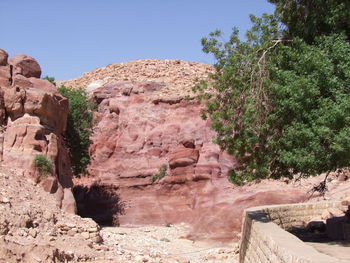 Scenic view of rock formation against clear sky