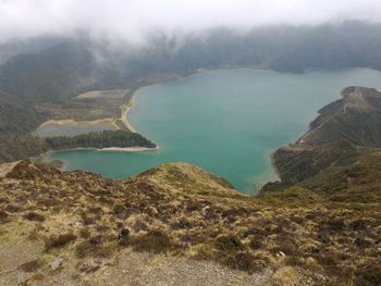 Scenic view of lake and mountains