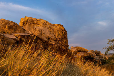 Sunset at the teufelsmauer, rock formation