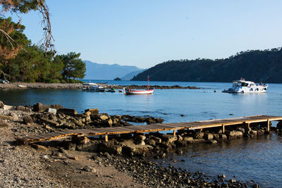 Scenic view of sea against clear sky