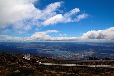 High angle view of landscape against sky