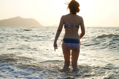Full length rear view of man standing on beach