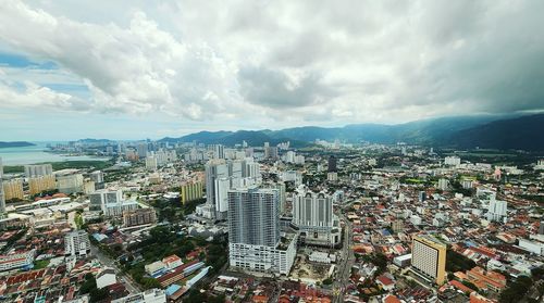 High angle view of cityscape against sky