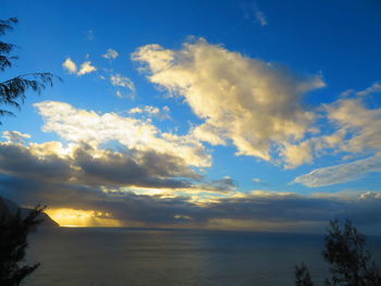 Scenic view of sea against sky at sunset