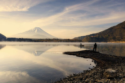 Scenic view of lake against sky