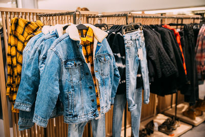 Clothes hanging on rack