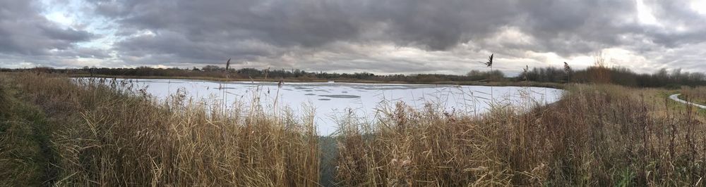 Panoramic view of lake against sky