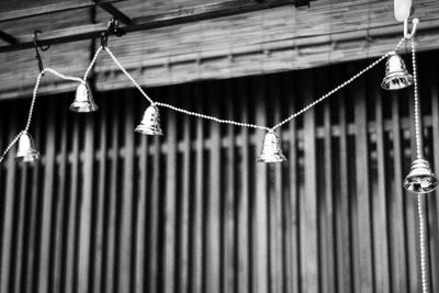 Low angle view of decoration hanging on roof